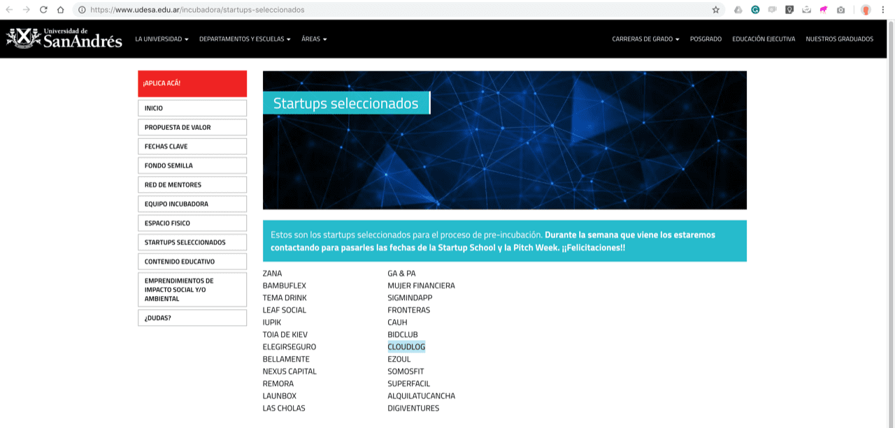 CloudLog quedó preseleccionada para UdeSA Startup Competition